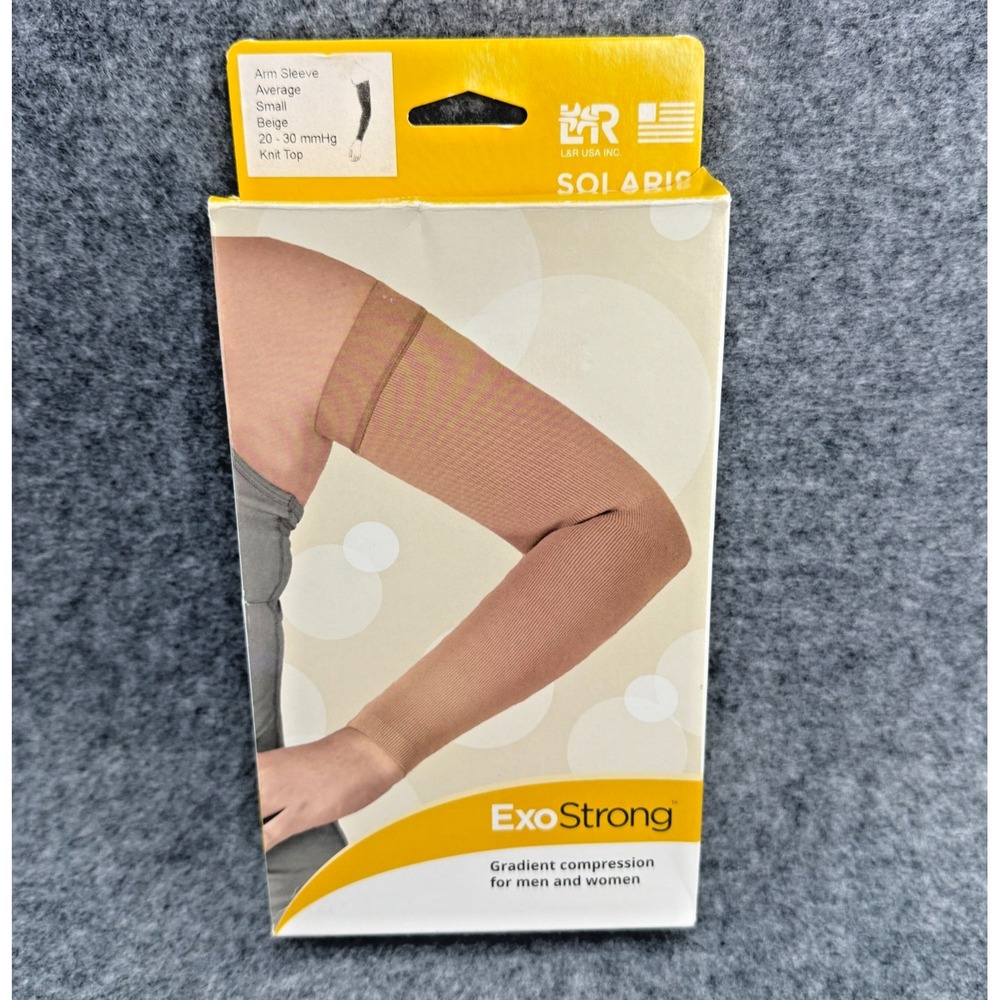 New Solaris ExoStrong Arm Sleeve 20-30 mmHgm Small Beige Knit Top Compression‎